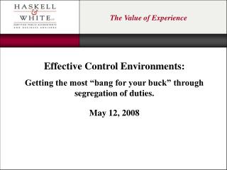 Effective Control Environments: