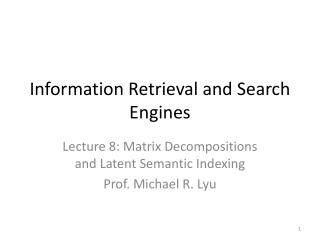 Information Retrieval and Search Engines