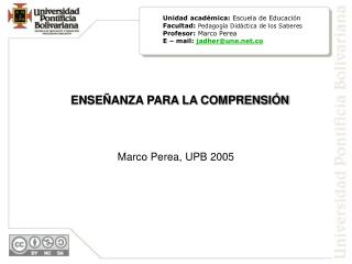Marco Perea, UPB 2005