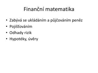 Finanční matematika