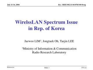 WirelssLAN Spectrum Issue in Rep. of Korea