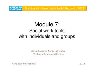 Module 7: Social work tools with individuals and groups