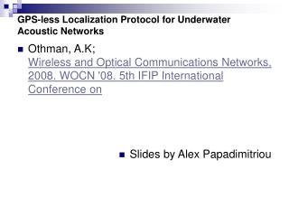 GPS-less Localization Protocol for Underwater Acoustic Networks