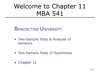 Welcome to Chapter 11 MBA 541