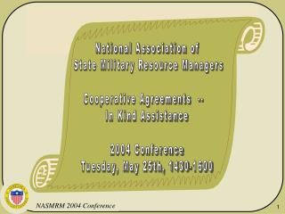 National Association of State Military Resource Managers Cooperative Agreements --