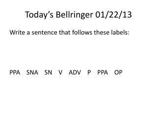 Today’s Bellringer 01/22/13