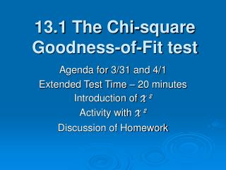13.1 The Chi-square Goodness-of-Fit test