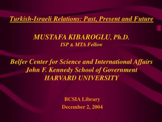 BCSIA Library December 2, 2004