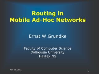 Routing in Mobile Ad-Hoc Networks