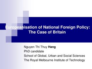 Europeanisation of National Foreign Policy: The Case of Britain