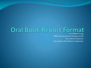 Oral book report format