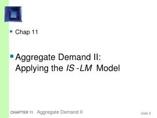 Chap 11 Aggregate Demand II: Applying the IS - LM Model
