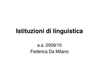 Istituzioni di linguistica