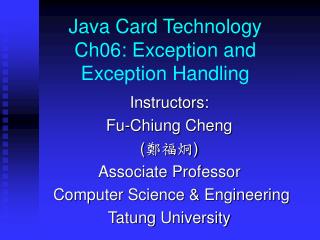 Java Card Technology Ch06: Exception and Exception Handling