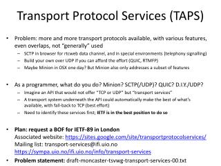 Transport Protocol Services (TAPS)