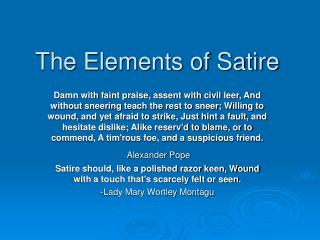 The Elements of Satire