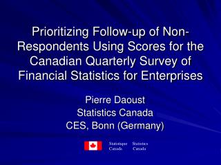 Pierre Daoust Statistics Canada CES, Bonn (Germany)
