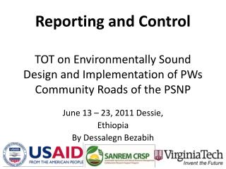 TOT on Environmentally Sound Design and Implementation of PWs Community Roads of the PSNP