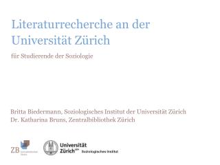Literaturrecherche an der Universität Zürich