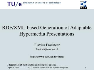 RDF/XML-based Generation of Adaptable Hypermedia Presentations
