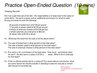 Practice Open-Ended Question (10 mins )