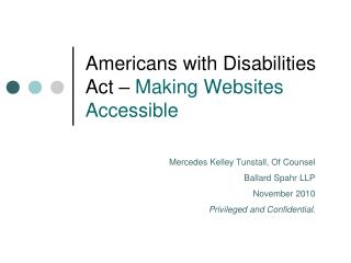Americans with Disabilities Act – Making Websites Accessible
