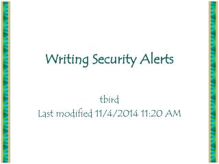 Writing Security Alerts