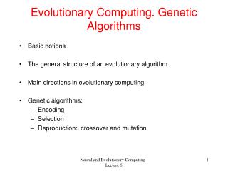 Evolutionary Computing. Genetic Algorithms