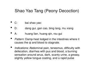 Shao Yao Tang (Peony Decoction)