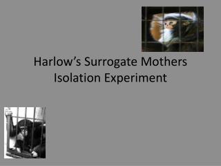 Harlow’s Surrogate Mothers Isolation Experiment