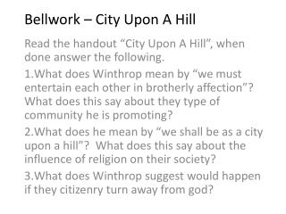Bellwork – City Upon A Hill