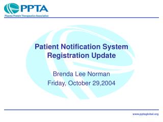 Patient Notification System Registration Update