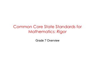Common Core State Standards for Mathematics: Rigor