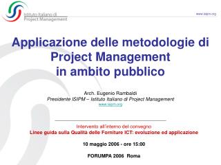 Applicazione delle metodologie di Project Management in ambito pubblico