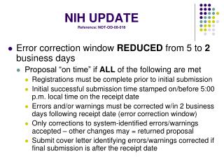 NIH UPDATE Reference: NOT-OD-08-018