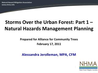 Storms Over the Urban F orest: Part 1 – Natural Hazards Management Planning