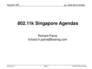 802.11k Singapore Agendas