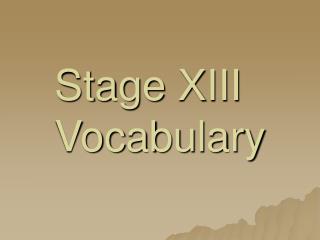 Stage XIII Vocabulary