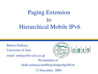 Paging Extension to Hierarchical Mobile IPv6