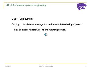 CIS 764 Database Systems Engineering