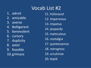 Vocab List #2