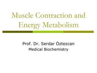 Muscle Contraction and Energy Metabolism