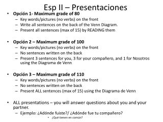 Esp II – Presentaciones