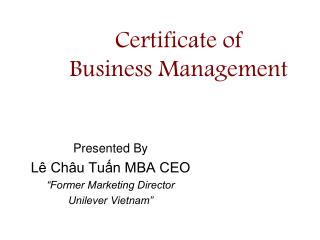 Certificate of Business Management
