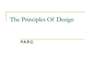 The Principles Of Design
