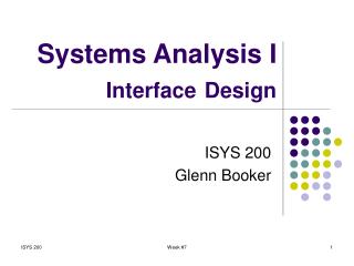 Systems Analysis I Interface Design