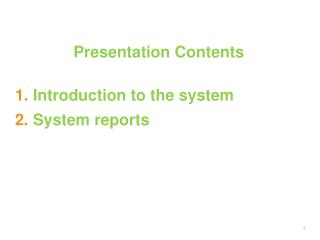 Presentation Contents
