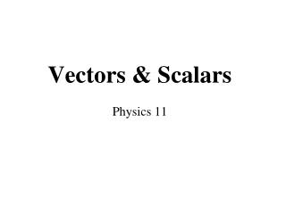 Vectors &amp; Scalars Physics 11