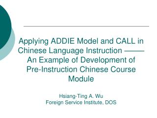 Pre-Instruction Chinese Course Module