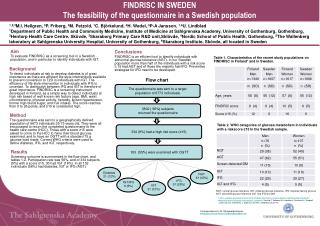 F INDRISC IN SWEDEN The feasibility of the questionnaire in a Swedish population